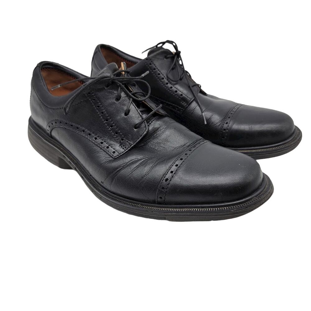 Clarks Unstructured Oxford Shoes Men's 8.5 Black Leather Lace Up